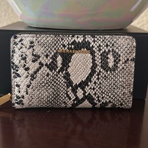 Michael Kors Jet Set Small Snake Embossed Leather Zip-Around Wallet